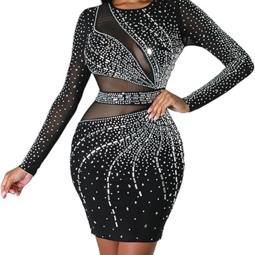 Nanamacs rhinestone long sleeve dress